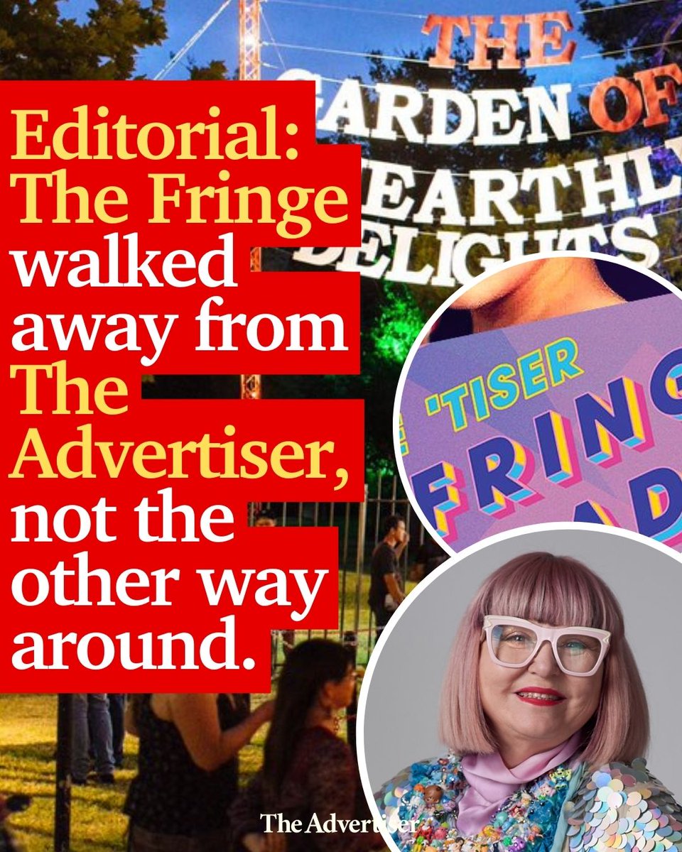 The Advertiser and sister publication The Sunday Mail have a long, proud history of supporting Fringe artists and the entire cultural life of this state. It is time for The Advertiser to set the record straight. Read the editorial decision: bit.ly/3IxUT5x #TheAdvertiser