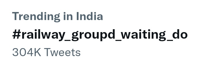 arunendraspatel's tweet photo. 304K Tweets completed 🔥🔥
Still trending in india No 1.💪💪🙏🔥

#railway_groupd_waiting_do
@AshwiniVaishnaw 
@RailMinIndia 
@PMOIndia 
@SushilModi 
@narendramodi https://t.co/kNQVX7e5Mj