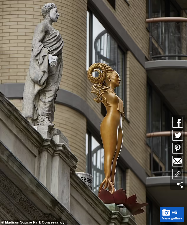 PottedF's tweet photo. On 1/14/23 a statue rep the late SC Justice RBG 4 abortion was erected on the NYC CH rooftop. Rams horns for hair, serpents for arms and legs, and naked to boot.
Who is this exactly?
It's the Mesopotamian/Babylon goddess Inanna.
The "Queen of Heaven". The 1 "Riding the Beast".👿 https://t.co/4kZymcjQzj