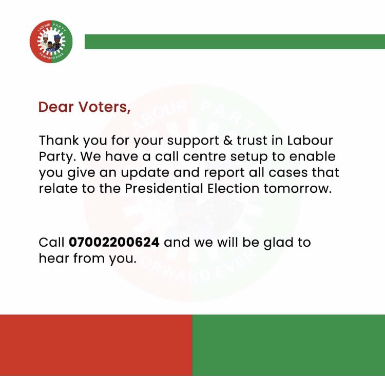 Labour Party Call Center is Live &amp; functional.

Obidient Situation Room is lift-off!! 🚀👏