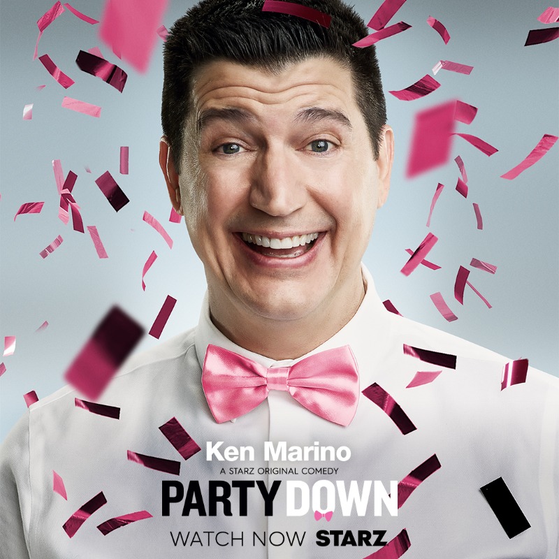 STARZ's tweet photo. The #PartyDown🎀 gang is back together again! Sign up for the STARZ app to watch the Season 3 premiere NOW. $5/month for 3 months for a limited time.