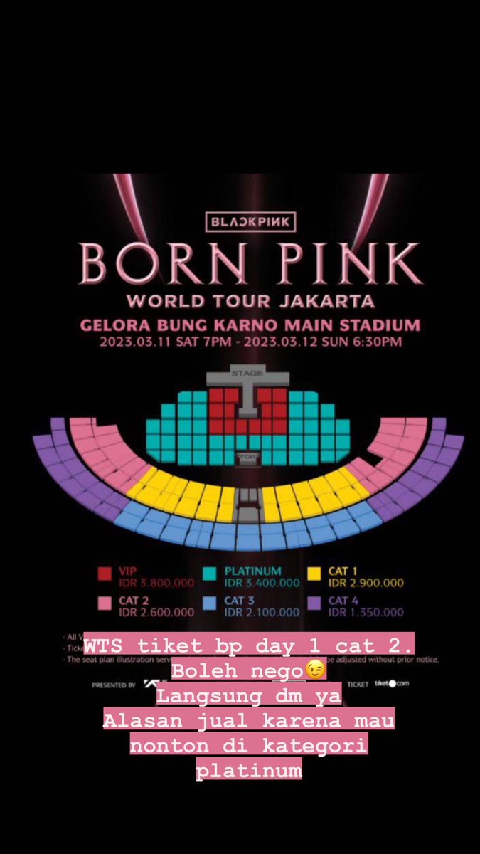 queenbilgis's tweet photo. WTS ‼️ 

Blackpink Born Pink Jakarta DAY 1 (11 Maret 2023) 

- Cat 2 - 2.2jt (Jual Rugi)
- ONLY HAVE 1 TIX YA! 
- DIURUS SAMPAI TIKET FISIK (ditukerin) 
- FULL PAYMENT / DICICIL 2x 📈
- TRUSTED 💯

Yukkk guys dibeli, kalau minat langsung hubungi aku yaa https://t.co/iYkfHW70z5