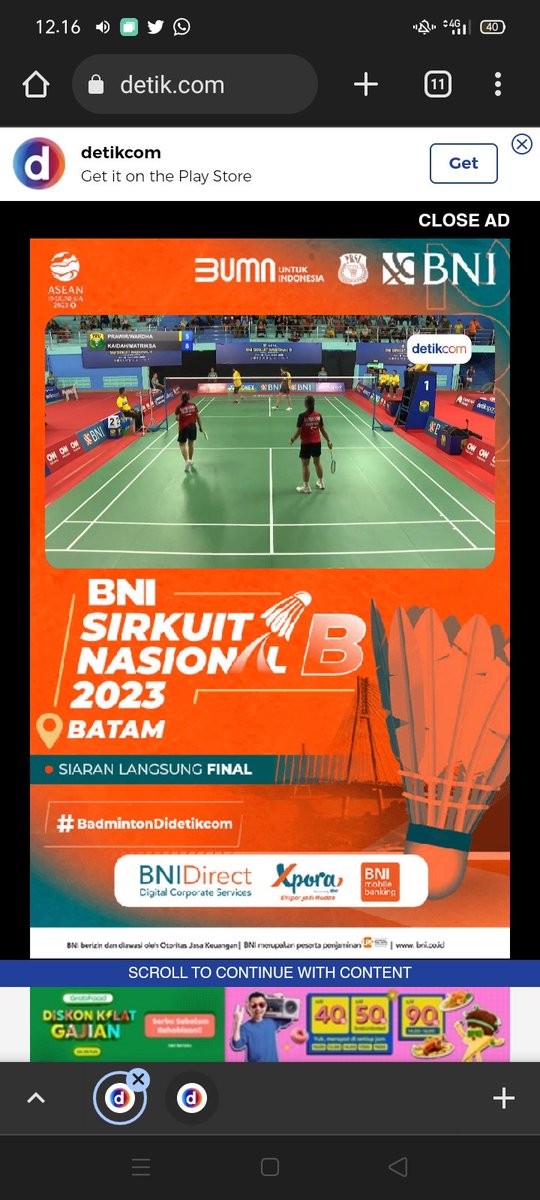 yurmilani2's tweet photo. Sedang berlangsung pertandingan yang seru #mbankingsirnasbatam
#Badmintondidetikcom
#BNISirnas2023 https://t.co/gvUs1kMNoR