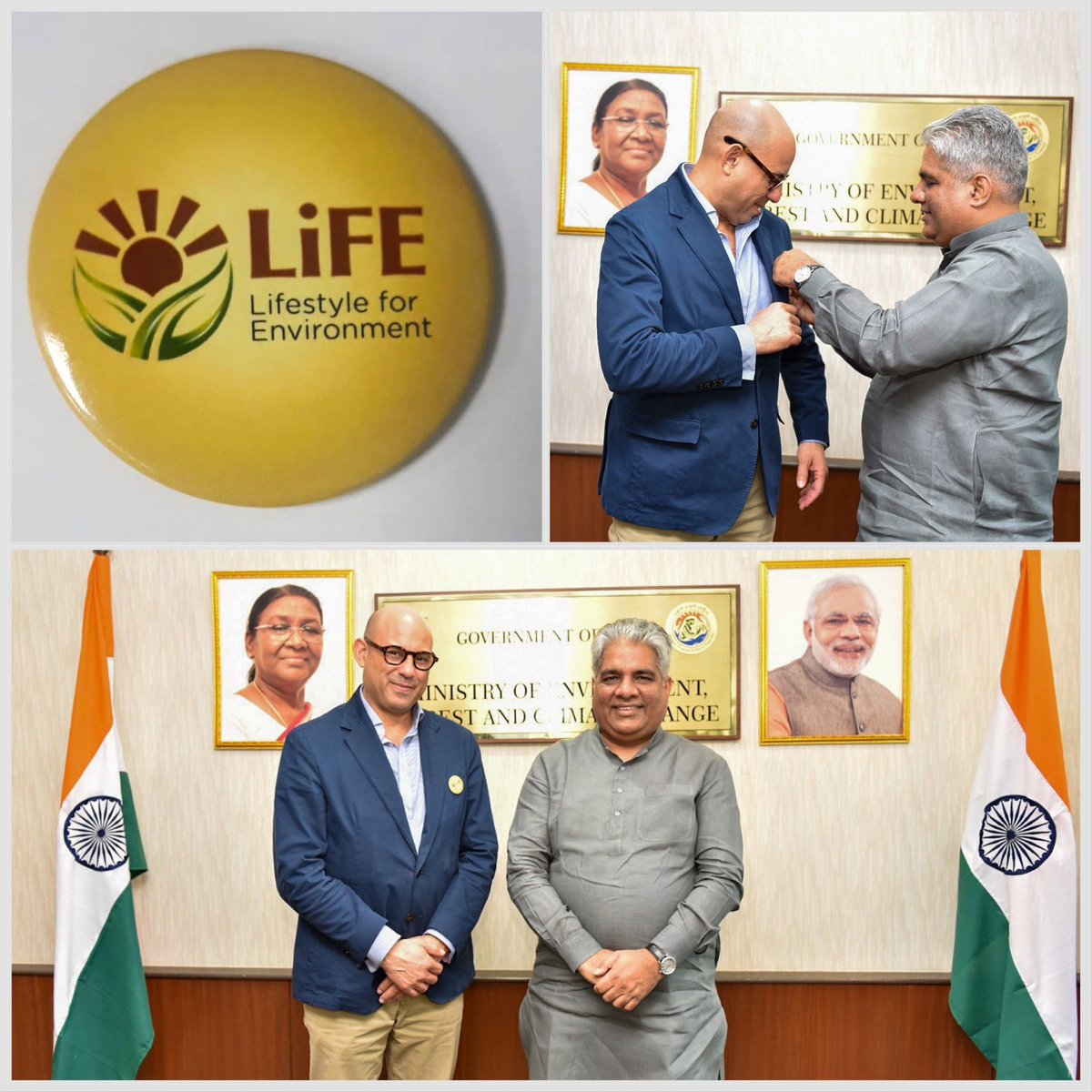 byadavbjp's tweet photo. Met with UNFCCC Executive Secretary Mr Simon Stiell in New Delhi today.

Our discussion focused on combating climate change, with particular focus on aspects related to mitigation, adaptation, climate justice and loss and damage.

Presented Mr Stiell with the LiFE badge. https://t.co/lYICNrpqyu