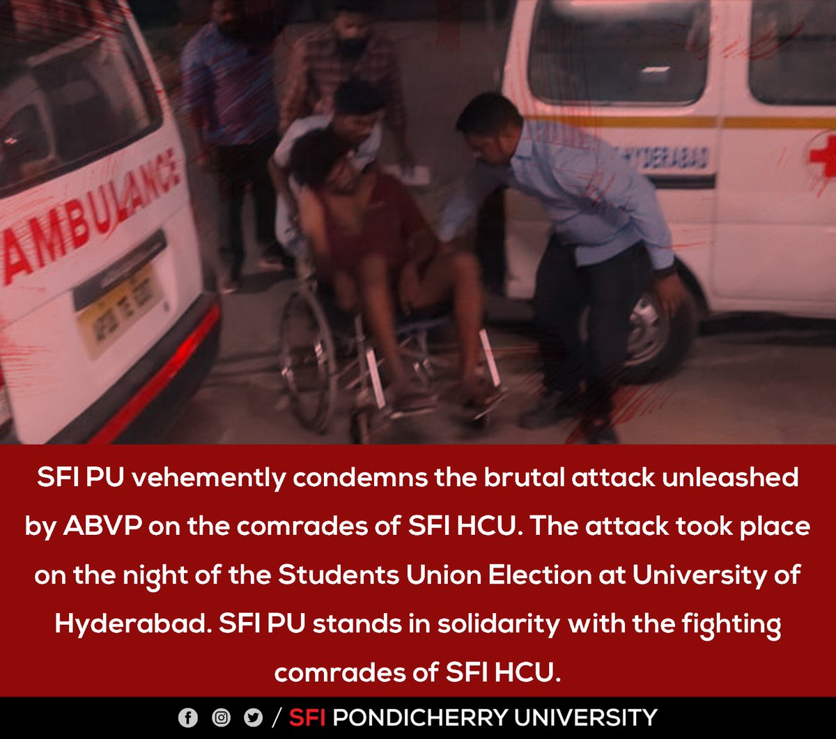 SFI_PondiUni's tweet photo. SFI PU stands with HCU comrades✊🚩 https://t.co/fuHofsBcbA