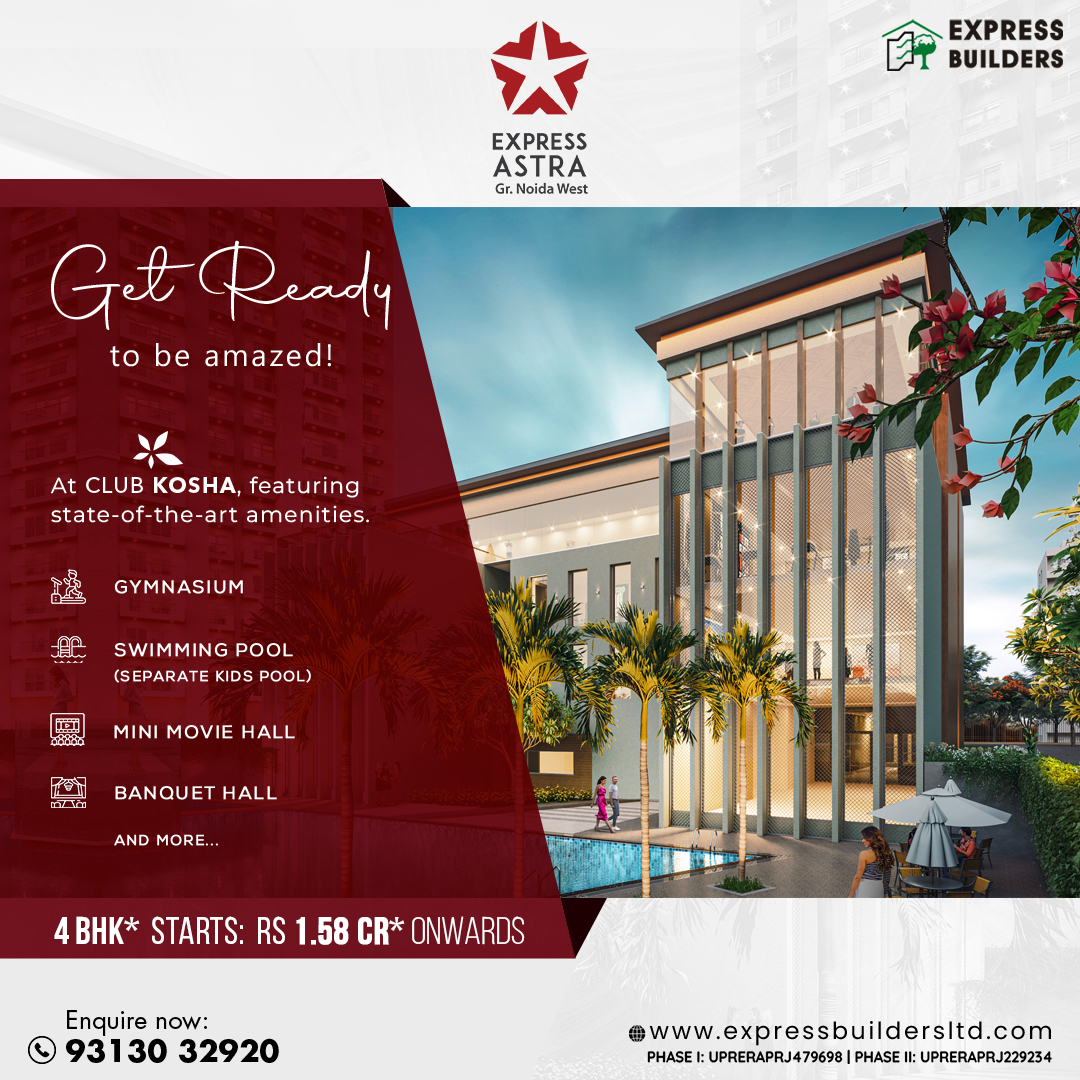ExpressBuildrs's tweet photo. The Clubhouse at Express Astra is spread over an area of 40,000 sqft. It brings you close to life's euphoria with amenities that make living at home more enjoyable. #ClubKosha #ExpressBuilders #4BHKApartments #LuxuryHomes https://t.co/LUwV4Wa6Te