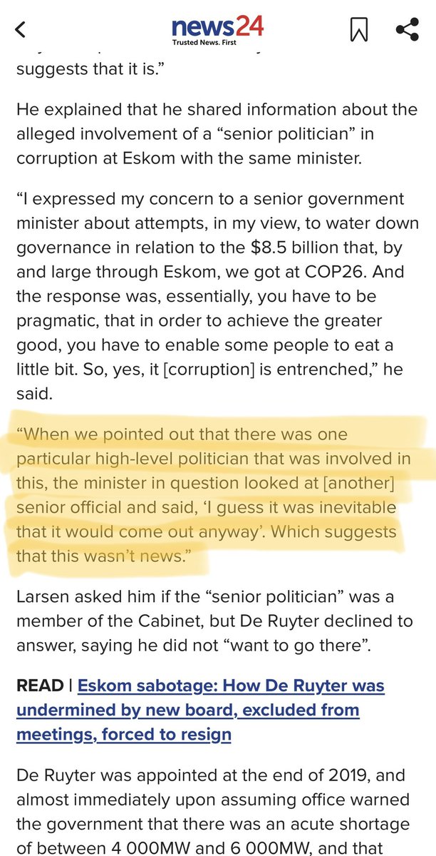 niehaus_carl's tweet image. I am no fan of #AndreéDeRuyter &amp;amp; I’m glad that he left #Eskom. He should never have been CEO!  However, the serious allegations that he made of @MYANC #ESKOM corruption &amp;amp; Ministers knowing must be fully exposed. The said Minister &amp;amp; all implicated must be named, shamed &amp;amp; charged!