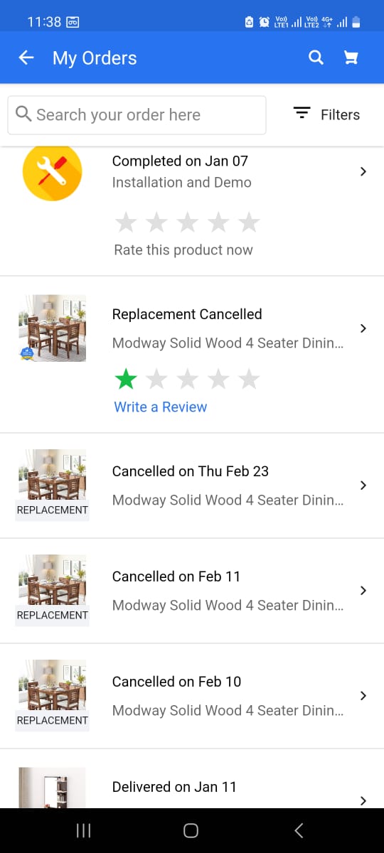 shekharsaysso's tweet photo. Order Id. OD426970779143064100, going through a nightmare for replacement since 11th Jan, order placed on 04th Jan, 1 month 15 days later I give in to their hopeless and pathetic customer service. @Flipkart @_Kalyan_K @FlipkartSellers @walmart #modwayfurniture #throwinyourtowel https://t.co/PtJVYmSyIP