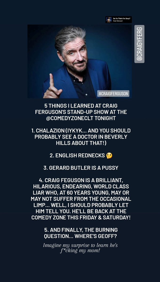 lcaryle's tweet photo. @CraigyFerg killed at @ComedyZoneCLT last night! 😎 https://t.co/Mx0N1owhMM