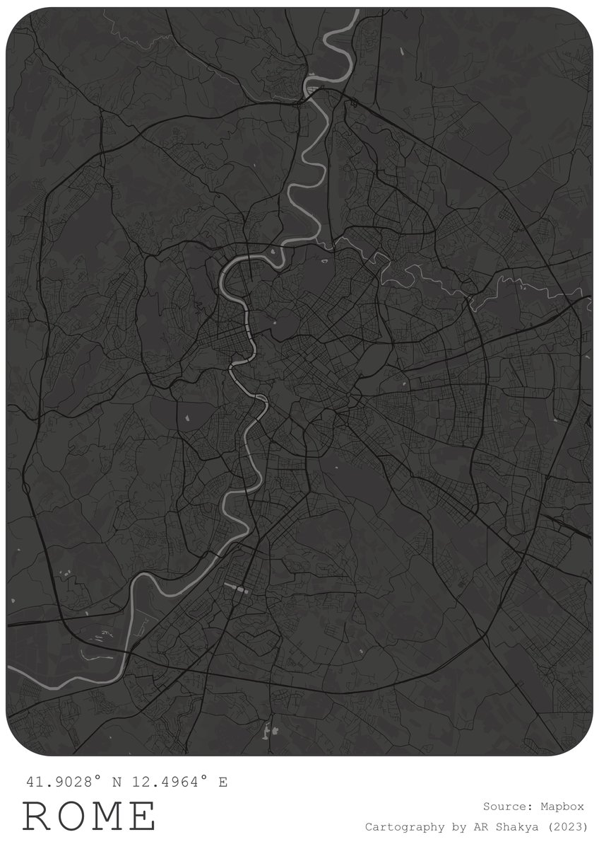 Week 8 Theme: Grayscale
Outline map of Rome, Italy.

 #MapPromptMonday