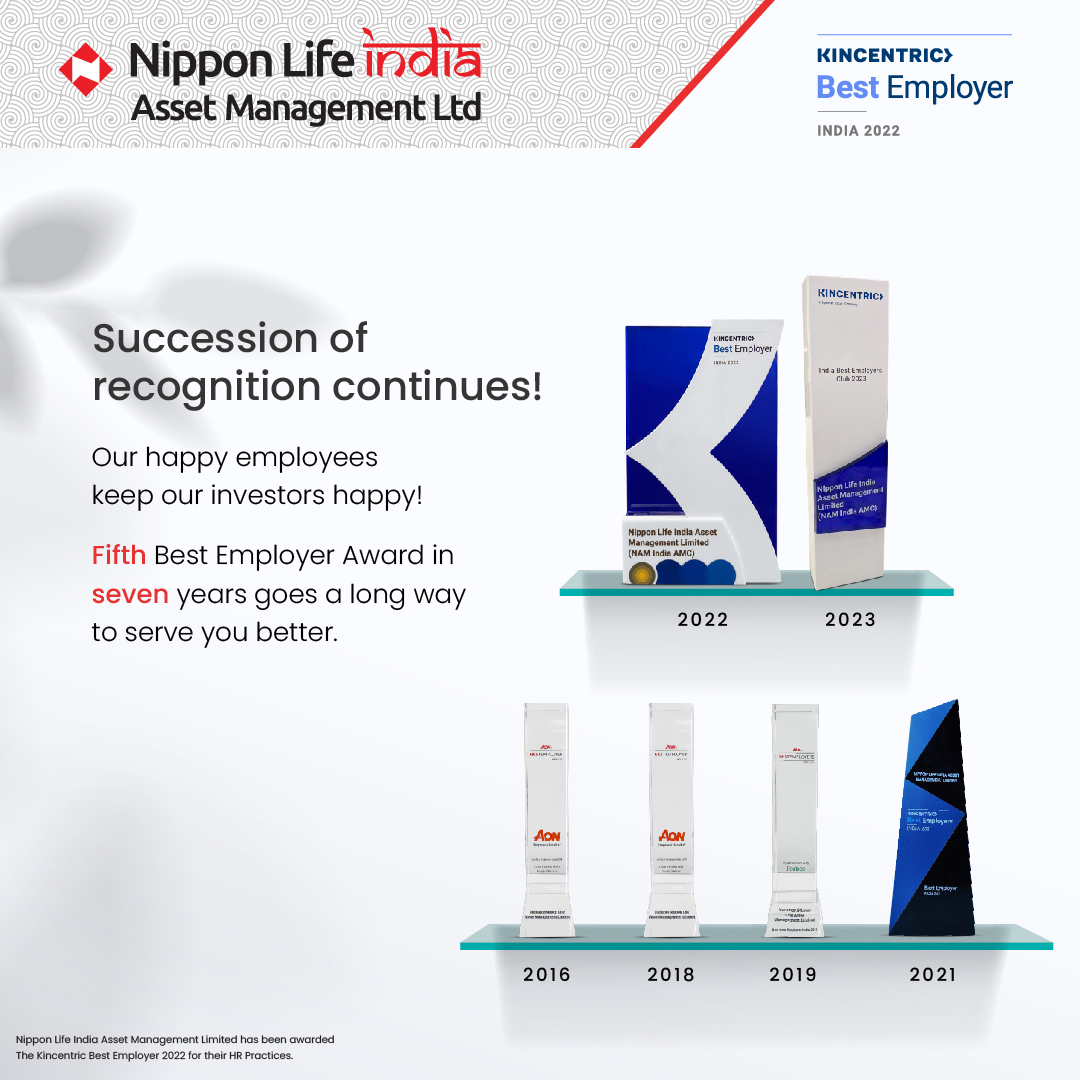 NipponIndiaMF's tweet photo. We are adjudged Best Employer this year too!
Our happy employees keep our investors happy!
Fifth Best Employer Award in seven years go a long way to serve you better!
@sundeepsikka @RajeshDerhgawen @DugalAashwin @WalunjSan @35mohit @being_jiggy @KincentricCo 
@GPTW_India https://t.co/9av2gRrumj