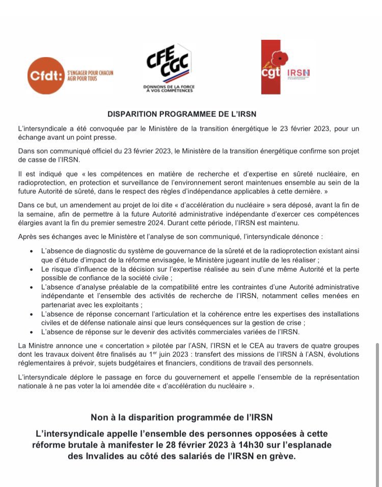 JaimeMonIRSN's tweet photo. Vous soutenez l’IRSN,
Rejoignez nous mardi 28 février 

RDV. à 14h30 sur l’esplanade des Invalides 

@JeSoutiensIRSN https://t.co/zDttEnAjpG