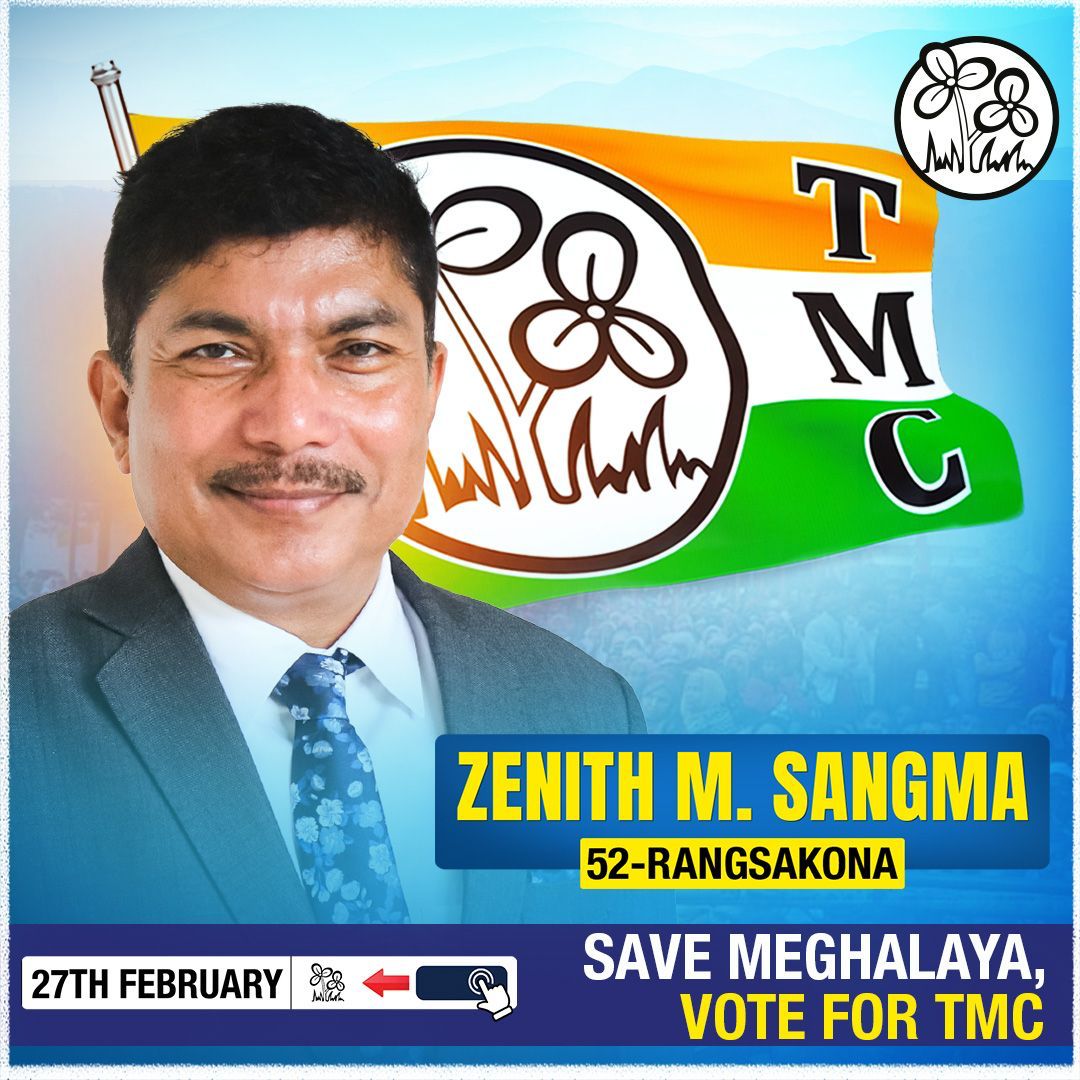 AITC4Meghalaya's tweet photo. Rangsakona Candidate @SangmaZenith will continue working tirelessly for people's welfare.

To usher in credible change- 

✅Vote for the twin flowers 
🗓27th February 2023

#VoteForTMC https://t.co/jqaVVZeq9v