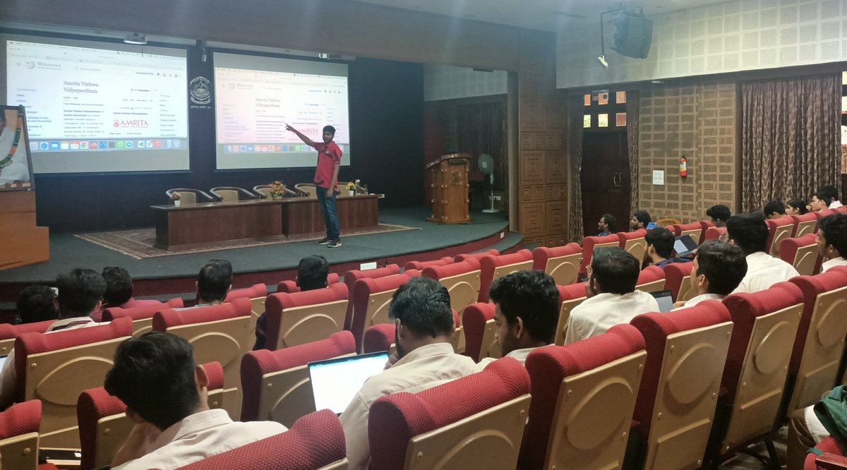 amfoss_in's tweet photo. We had an amazing Day 1 (24th Feb) at the  @Wikimedia-amFOSS #hackathon hosted at @amritaedu! Big thanks to the Indic MediaWiki Developers User Group for the fascinating introduction to MediaWiki and their vast project collection. https://t.co/jr30xka2bF