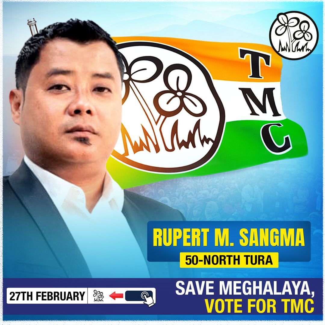 AITC4Meghalaya's tweet photo. North Tura Candidate Rupert M Sangma will ensure holistic development.

For an era of progress- 

✅Vote for the twin flowers 
🗓27th February 2023

#VoteForTMC https://t.co/ciZP7HrDbO