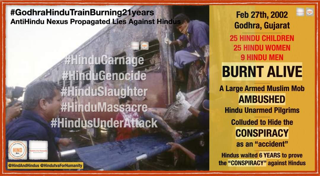 hindandhindus's tweet photo. Indian court released 11 perpetrators prematurely, out of compassion. Hindus do NOT deserve any compassion nor justice. Compassion is reserved for special protected group. Hindus are 3rd class citizens in their own country. #GodhraHinduTrainBurning21Years #HinduCarnage #Genocide https://t.co/kE6ZfxJOc2