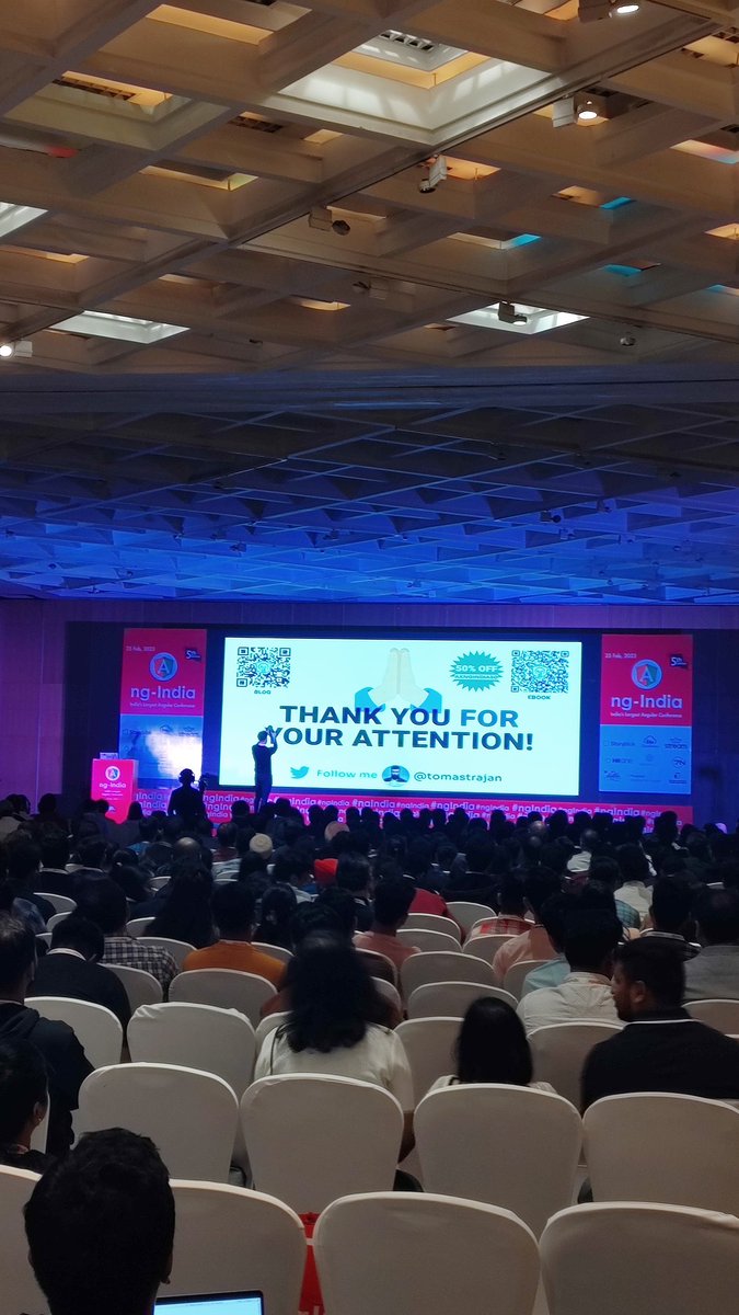 rhetonik's tweet photo. What a talk by @tomastrajan !
Such a neutral perspective while he compared different approaches w.r.t. template context in Angular such as going with NgModules vs adopting a STAC approach vs going with SCAM. Super helpful to make decisions of when to use what. Loved it!
#ngIndia https://t.co/7H2uqTeio1