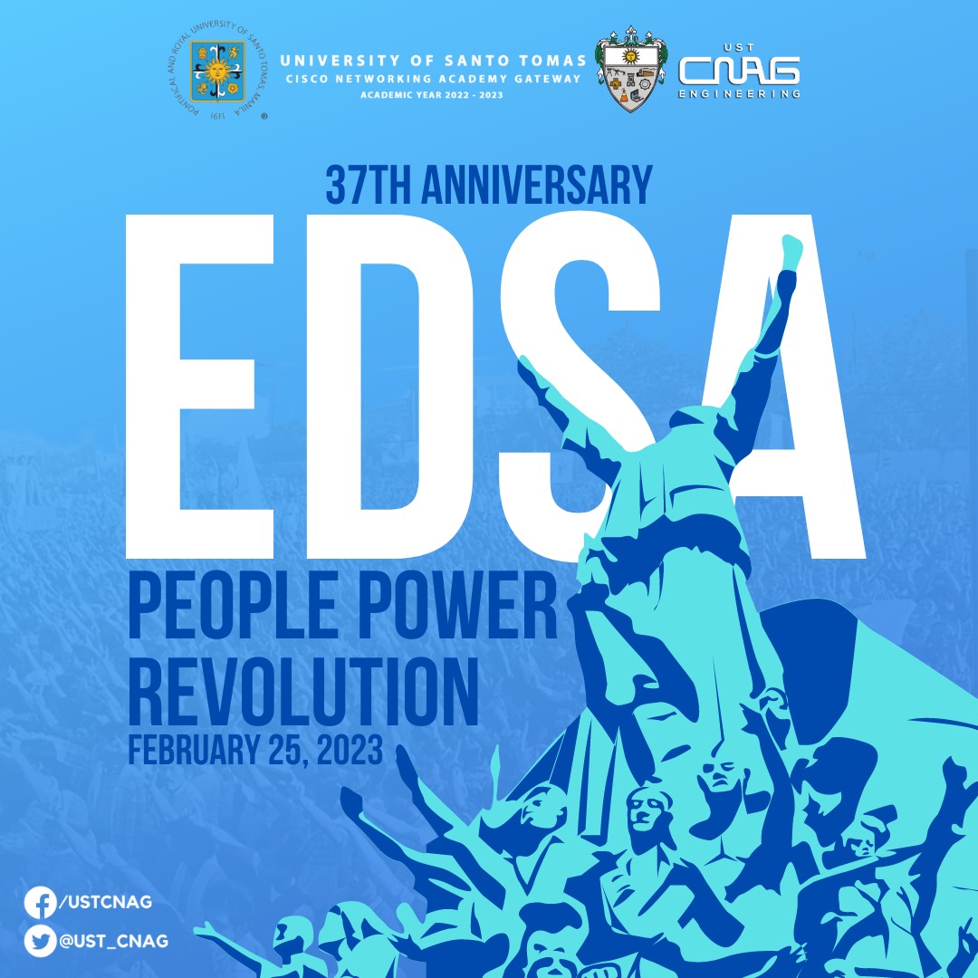 CNAG_UST's tweet photo. Let us take this moment to remember the incredible feat we were able to accomplish as one voice and one nation through peaceful protest and courage of the Filipino people at EDSA through the People Power Revolution. May we never forget what we can achieve when we are united. https://t.co/tVTbzIhRH3