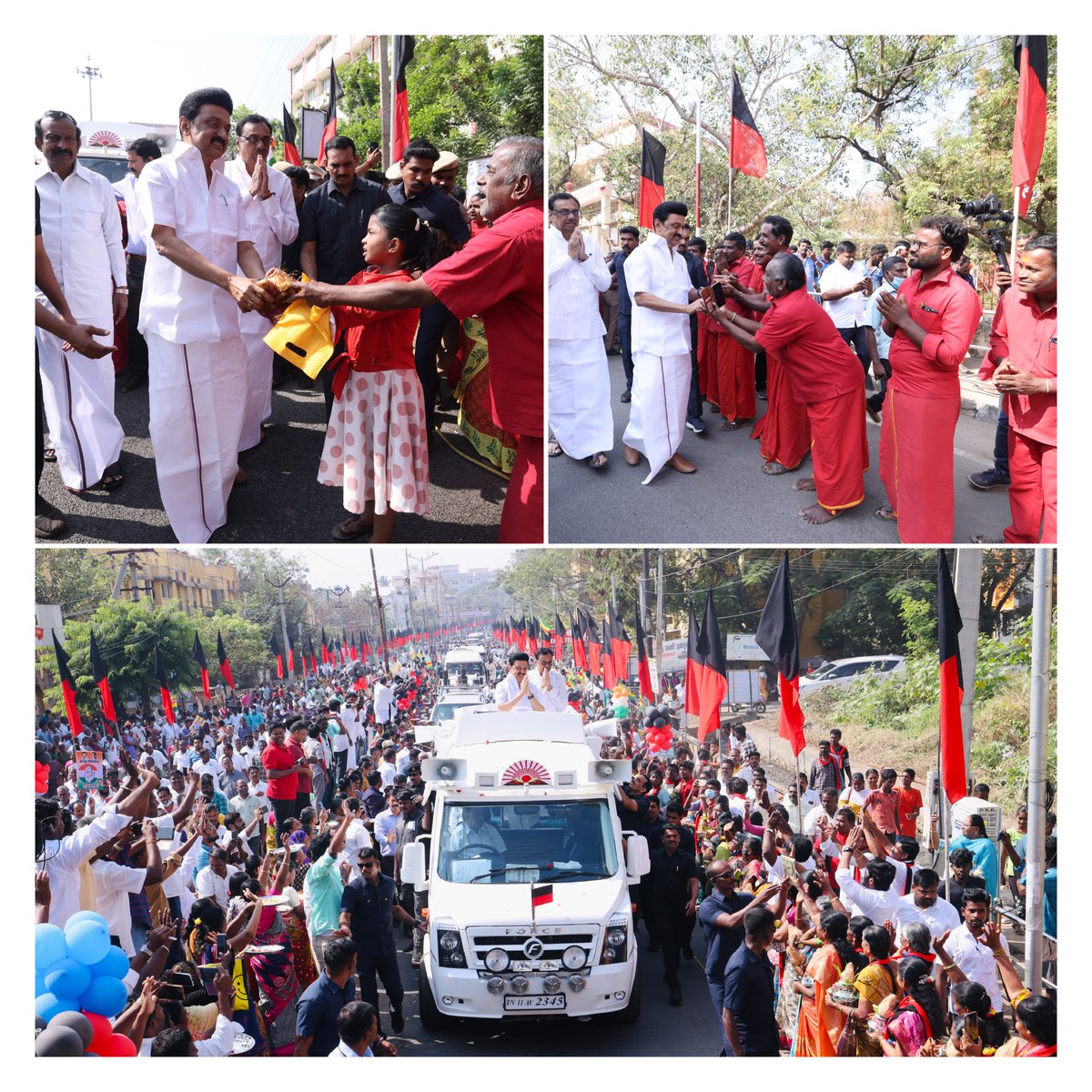 mkstalin's tweet photo. தந்தை பெரியார் பிறந்த ஈரோட்டு மண்ணில் பரப்புரைப் பயணம்!

தமிழ்நாட்டுக்கு விரோதமாகச் செயல்பட்டதால் மக்களால் புறக்கணிக்கப்பட்டவர்கள் எத்தனை பொய்களைத் துணைக்கு அழைத்துக்கொண்டு வந்தாலும், கடந்த 21 மாதங்களில் கழக அரசு செய்துள்ள எண்ணற்ற சாதனைகளை மறைக்கமுடியாது! (1\3) #Erode4DMKAlliance https://t.co/ZWk2zJA6nd