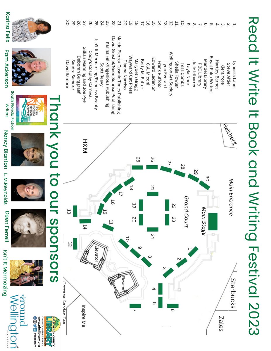 readitwriteitfl's tweet image. Stop by The Mall At Wellington Green at 11:00 A.M. Thank you again to our sponsors: Karina Felix, South Florida Fiction Writers, Pam Ackerson, Nancy Blanton, LM Reynolds, Deen Ferrell, Isn&apos;t it Mermazing and AroundWellington.com. 
#readitwriteit2023 #wellingtonflorida #florida