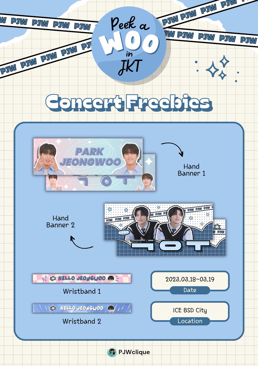 PJWclique's tweet photo. PEEKaWOOinJKT
⭐️CONCERT FREEBIES ⭐️

🗓: March 18th – 19th, 2023
📍: ICE BSD
🕛 : TBA

Kindly support our project by tagging us, don't forget to retweet and like this tweet to get the freebies ❣️

#TREASURE_HELLOinJKT #PEEKaWOOinASIA
#박정우 #PARKJEONGWOO
@treasuremembers https://t.co/jiliaBVl84