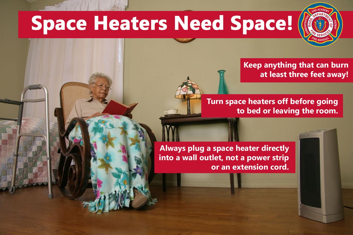 If you're using a #SpaceHeater to beat the chill this morning, be sure to plug it directly into a wall outlet, not a #PowerStrip or #ExtensionCord. Keep it at least three feet from anything that can burn, and turn it off when you leave the room. #KeepWarmKeepSafe