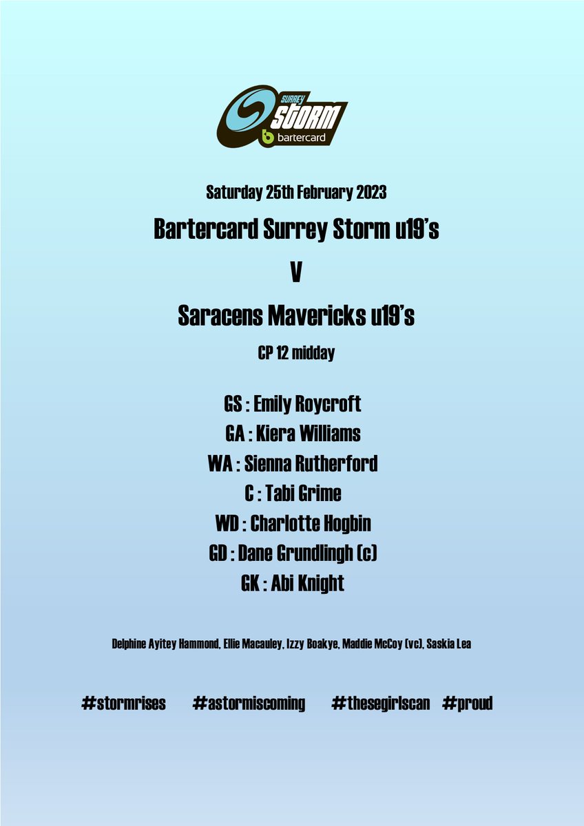 Delayed start due to a tech issue - but starting seven for our #u19 match against <a href="/MavericksNpl/">Mavericks NPL</a> #StormRises #GameDay #proud