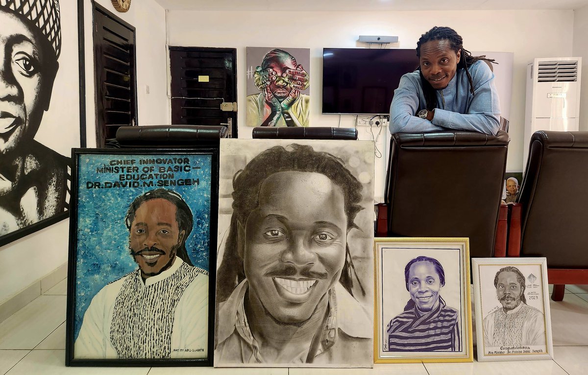 dsengeh's tweet photo. These artworks are done with paint, charcoal, pen, and pencil by students who drop them at my office as gifts of appreciation. My goal as I celebrate my birthday today is to start celebrating myself more. I thank God for life, strength, and courage to better serve others. 🎂 https://t.co/Jsf61jTMIg