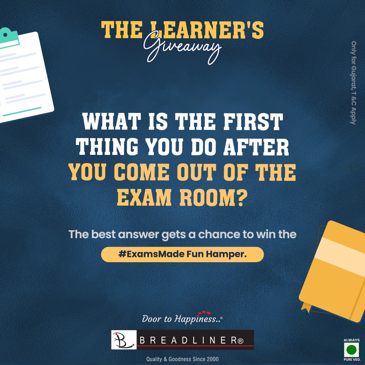 Breadliner1's tweet photo. Step 1: Like and Share this post. Leave a like on our page as well.
Step 2: Comment  answer below. Don't forget  #ExamsMadeFun in it!
Step 3: Follow us on social media.
Step 4: Invite and tag 3 friends! 👥
 Disclaimer: Terms and conditions apply.

#breadlinergiveaway https://t.co/f72c7b7sGp