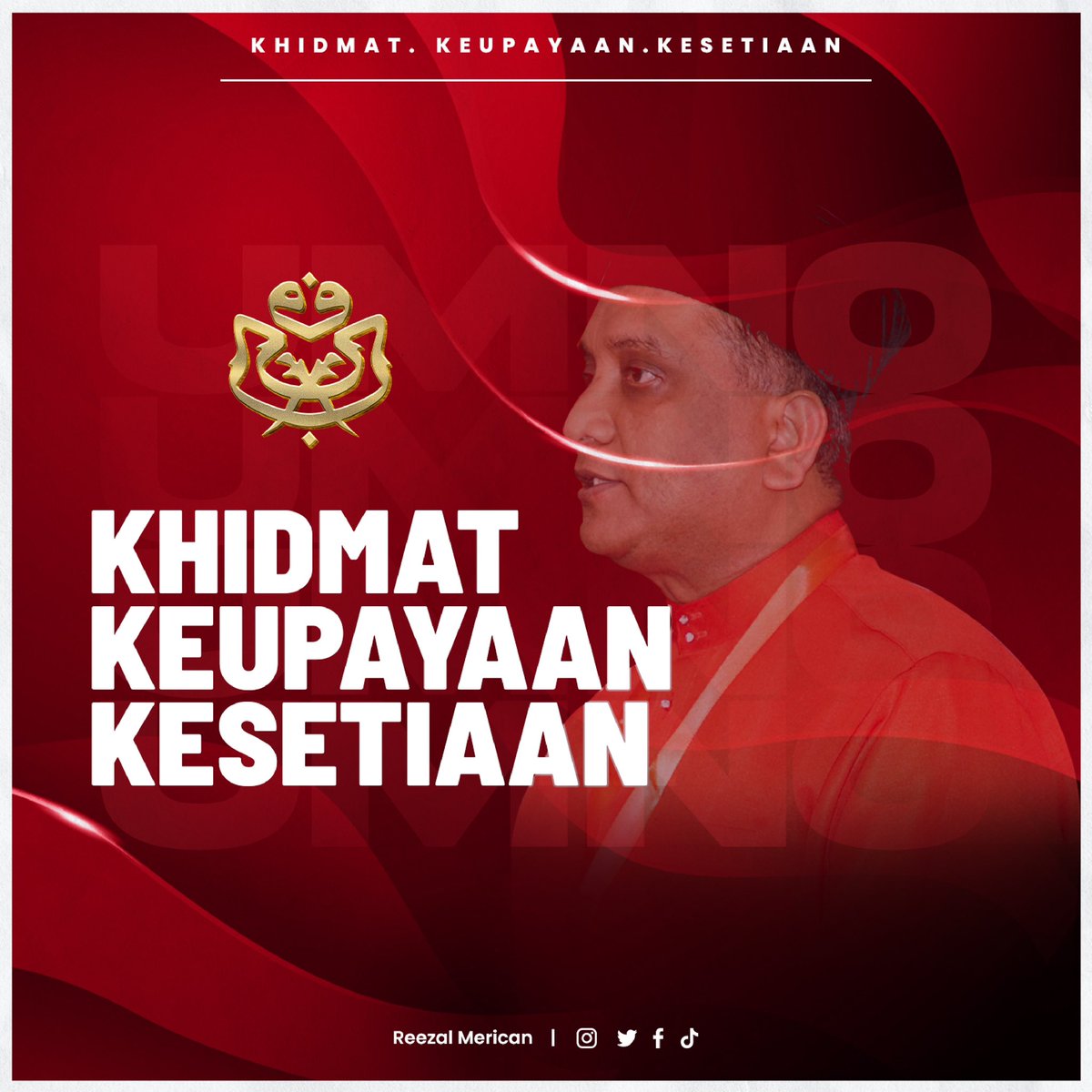 reezal_merican's tweet photo. Saya tampil melangkah dalam pemilihan jawatan Naib Presiden ini dengan misi yang jelas untuk menawarkan 3K – KHIDMAT, KEUPAYAAN DAN KESETIAAN kepada UMNO.
#KhidmatKeupayaanKesetiaan
#DSRM #ReezalMerican https://t.co/EntvqB9I7N