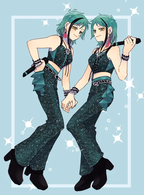 好きなアイドルちゃんのライブ衣装が人魚っぽくて良い～ってのと、ショーパンも可愛くて好き～っていう絵 