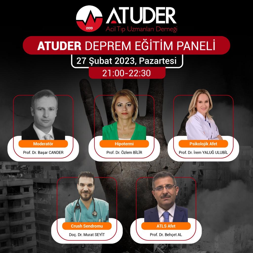📢ATUDER Deprem  Eğitim Paneli 
👉medikalakademi.com.tr/webinar/👈
27 Şubat 2023 Pazartesi Saat 21:00 - 22:30🏃‍♂️🏃‍♀️🏃 <a href="/aduacil/">Adnan Menderes Üniversitesi Acil Tıp Kliniği</a> @AcilGaziantep <a href="/murat_seyit/">Doç.Dr.Murat Seyit</a> <a href="/semos20/">sema ayten</a> <a href="/drdokur/">Dr.Mehmet Dokur</a>
