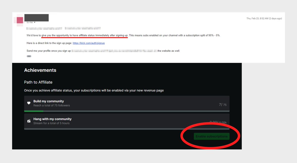 <a href="/Trainwreckstv/">Trainwreck</a> <a href="/kick/"></a> 

I HAVE BEEN TRYING TO GET HOLD OF YOU FOR A WHILE.

ALONG SIDE INSTANT AFFILIATE, KICK MADE ME A GENEROUS OFFER TO STREAM ON YOUR PLATFORM BUT, HAS NOT HONORED ANY OF IT'S AGREEMENTS.

WE ARE NOT OFF TO A GOOD START HERE.

#ZASTREAMS #KickStreaming