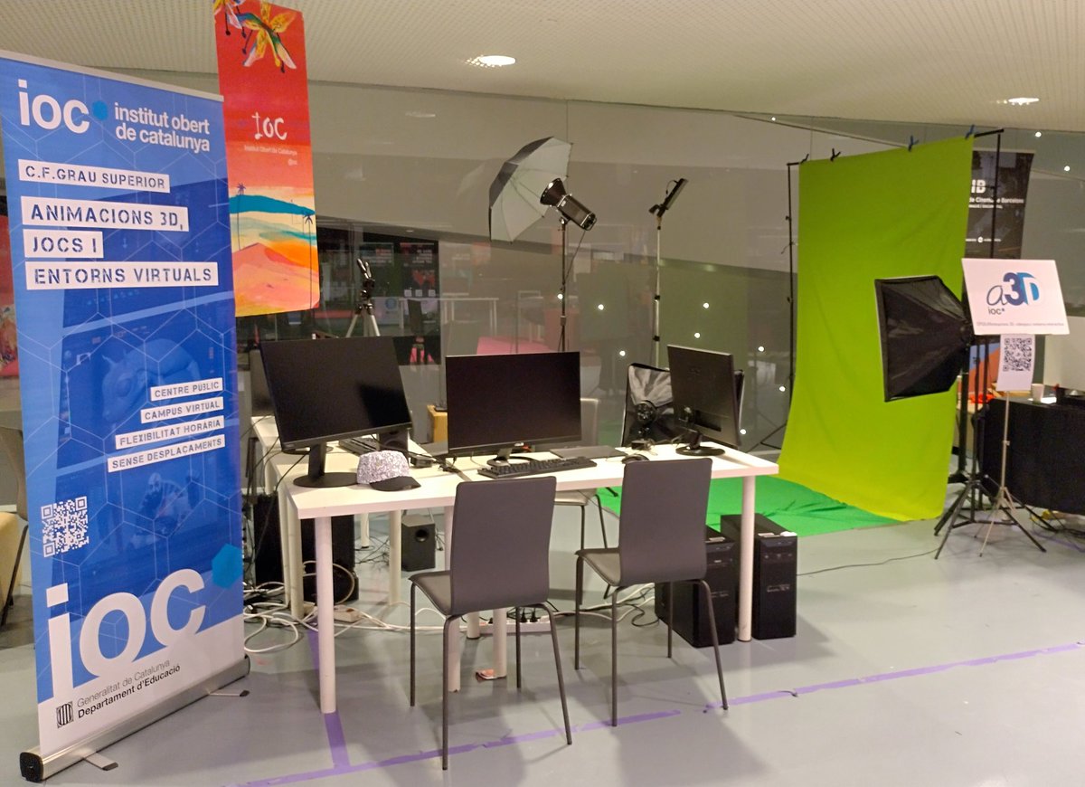 IOCa3d's tweet photo. Bon dia!
Avui i demà serem a l'@Animac_Lleida (davant la sala Leandre Cristòfol de la Llotja), a l'#Animacrea.
Vindreu?
Hem muntat un croma i tenim ordinadors per provar videojocs d'alumnes i fer escultura digital.
També esperem la visita d'alumnat @ioc (Animac Campus).
#Lleida https://t.co/ai0CHTVhKY