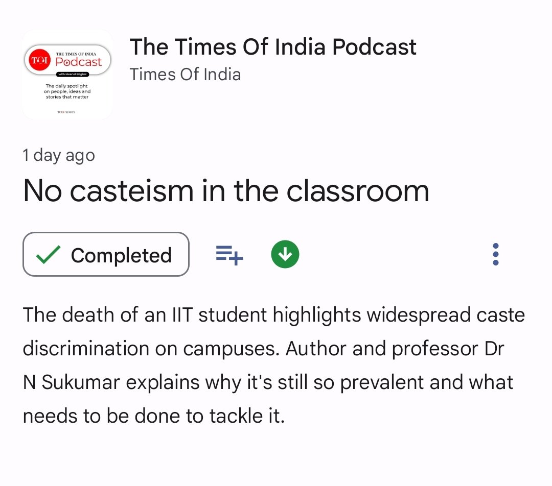 #Castediscrimination in #highereducation - podcast by Prof. N. Sukumar

#socialexclusion
#dalitlivesmatter
#casteincampus
#institutionalmurder

podcasts.google.com/feed/aHR0cHM6L…