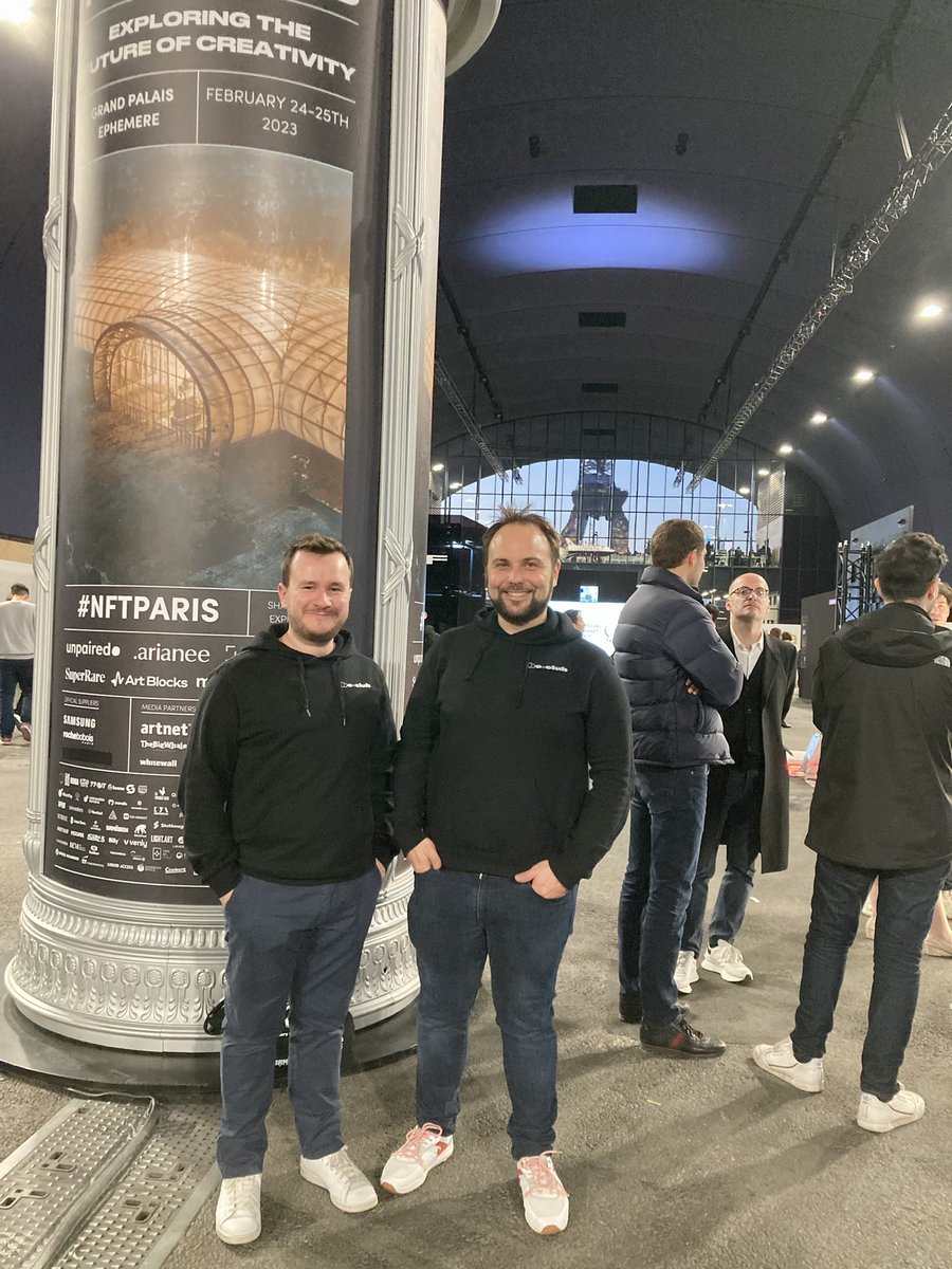 BeMyNft's tweet photo. @nft_paris Day 01 was great👌🏻

We’ve seen some old friends and met new ones. 
Made some meetings for future partnerships,
Recorded interviews for a special episode of @ParlonsNFT 👀 
and partied with @RTFKT family at @FrenchCloneX 
@OKlepatzky @CryptoArchy2 are ready for Day 2🔥 https://t.co/FLrnfFIDXn