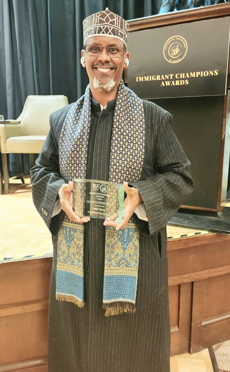 ShAbdiHersy's tweet photo. Alhamdulillah. By the grace of Allah, I was recognized for Leadership Award in Canada. I am thankful to Immigrant Champions of Canada and all the immigrants of Canada for this. I am humbled by being acknowledged once again and certain that this will increase my service attitude! https://t.co/KNkSEuFT5C