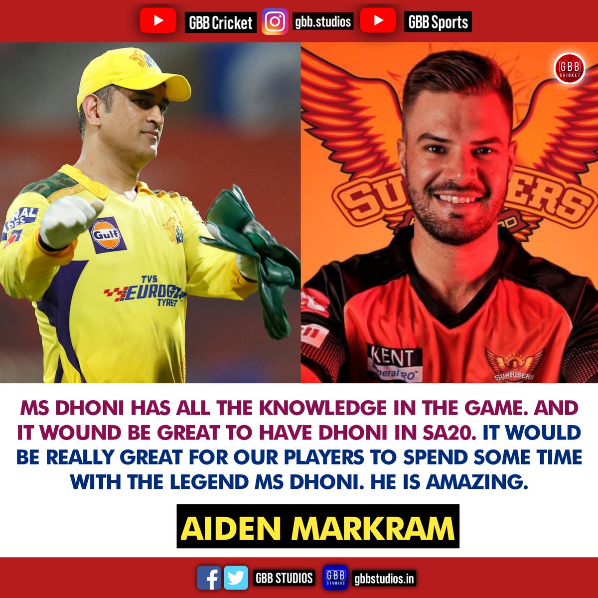 gbb_cricket's tweet photo. Aiden Markam on MS Dhoni!
#aidenmarkram #MSDhoni𓃵 #MSDhoni #MSD #ViratKohli𓃵 #RohitSharma #FavIPL #umeshyadav #favcricketer #stevesmith #KLRahul𓃵 #BorderGavaskarTrophy2023 #cskupdates #CSK2023 #patcummins #glennmaxwell #Shubmangill #harrybrook #joeroot #benstokes #gbbcricket https://t.co/li2bUM9CRC