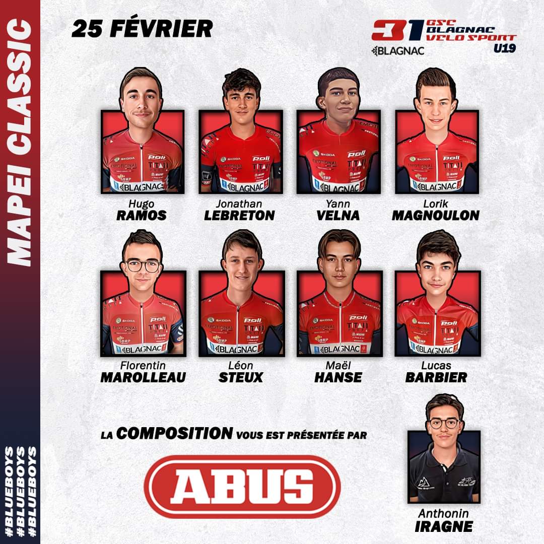 𝗠𝗔𝗣𝗘𝗜 𝗖𝗟𝗔𝗦𝗦𝗜𝗖

C'est le retour aux affaires pour nos 𝙅𝙪𝙣𝙞𝙤𝙧𝙨 aujourd'hui. Direction 
Villemur pour la Mapei Classic, challenge Anthony Perez ! 🔵🔴

📃 Il faudra faire 5 tours d'un circuit de 19.3 km pour un total de 96.5 km.