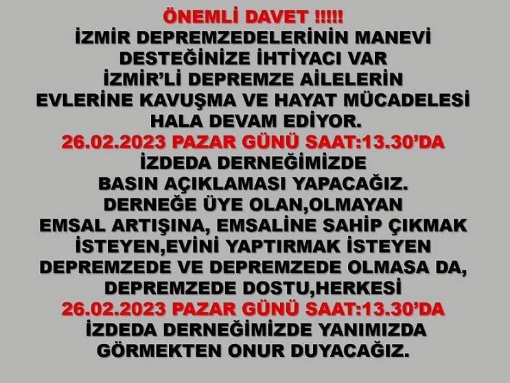 #EmsalimeDokunma 

#İzmirdeAfetBoelgesiİlanEdilsin