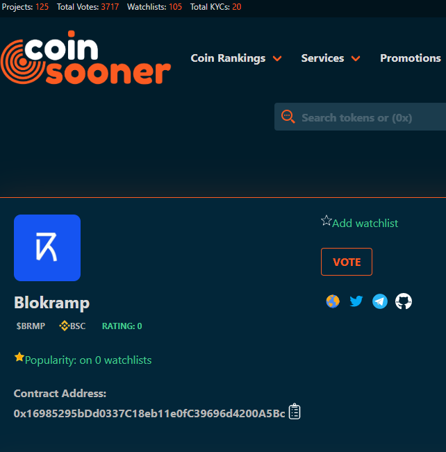 coinsooner's tweet photo. Listed and promoted @Blokramp_inc at #coinsooner

✅KYC AUDIT
📢Pinksale Fair / 50 bnb / 26 Feb / 12:00 UTC
✔️Tax: 0
🟩No private sale

https://t.co/a27Jr3sXwt

It is worth to check

TG:https://t.co/Twimkka0MA

#BSC #BTC #ETH #BSCGem #Cryptocurency #PinkSale #NFTs #P2E https://t.co/XxWJKZ5ZPi