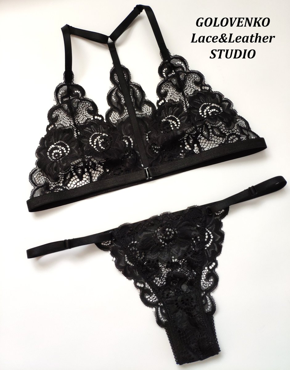 GolovenkoStudio's tweet photo. Black lace lingerie set, bralette with lace insert on back, women kinky lingerie, sexy lace panties, naughty lingerie, see through underwear https://t.co/TPqLo1LGQ4 
#bralette #sexylingerie #eroticlingerie #strappylingerie #blackbralette #blacklacelingerie #lingerie https://t.co/pe0WAfKRHX