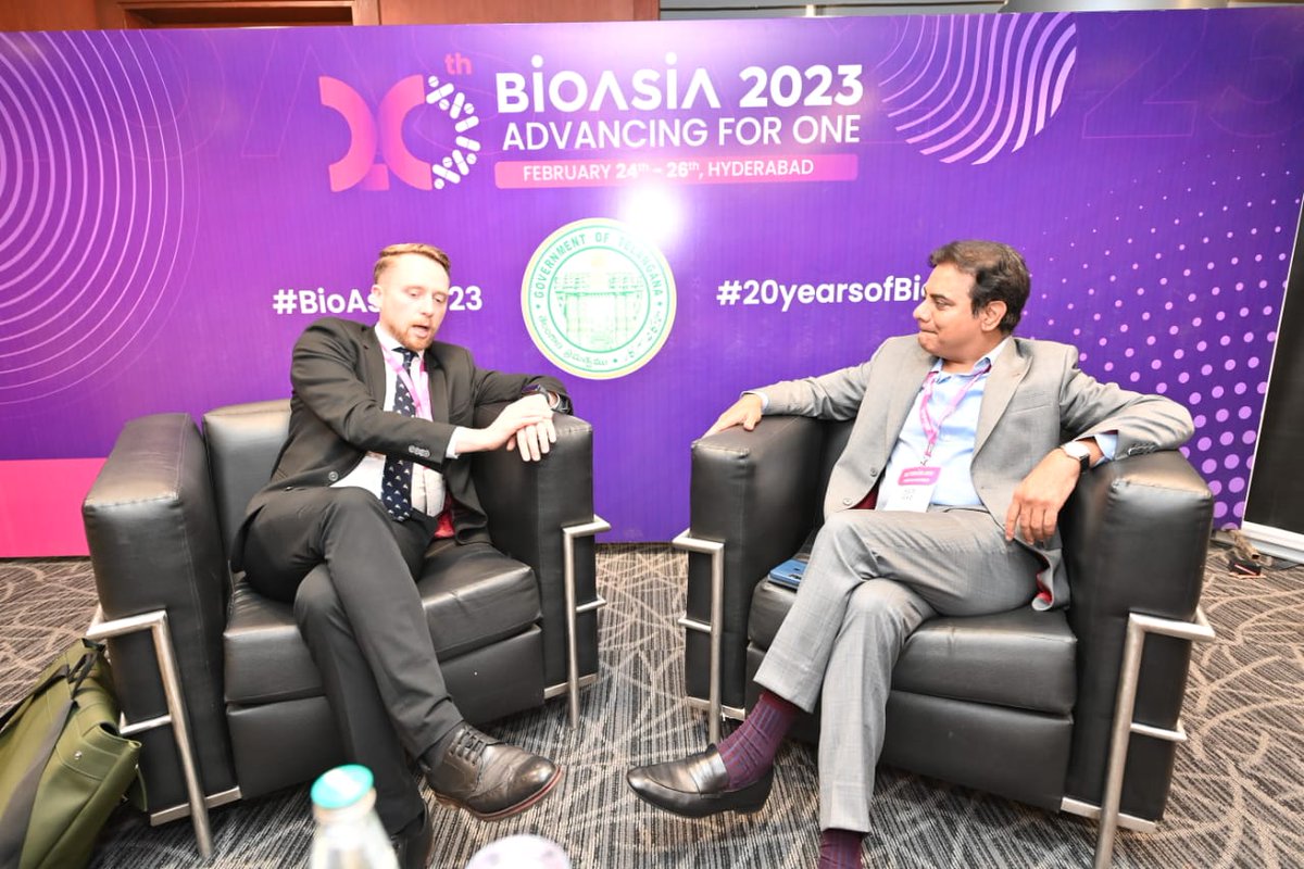 Republic of Lithuania's Vice Minister, Ministry of Economy and Innovation, @ZemaitisKarolis met with IT and Industries Minister @KTRBRS on the sidelines of #BioAsia2023.