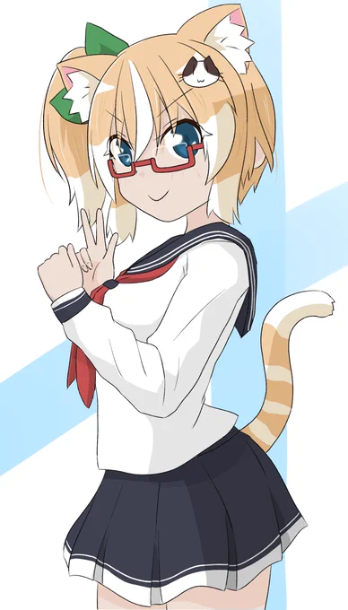 <2月25日って「にゃんにゃんこの日」だから今日も猫の日なんだよ!!やったね!<勝手に増やしたらダメ#創作 #オリキャラ#ネコとイヌとメガネっ娘 