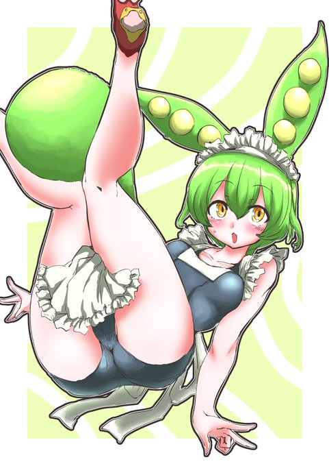 #どんどん土曜日ずんだもん 
今日のスク水メイドです 