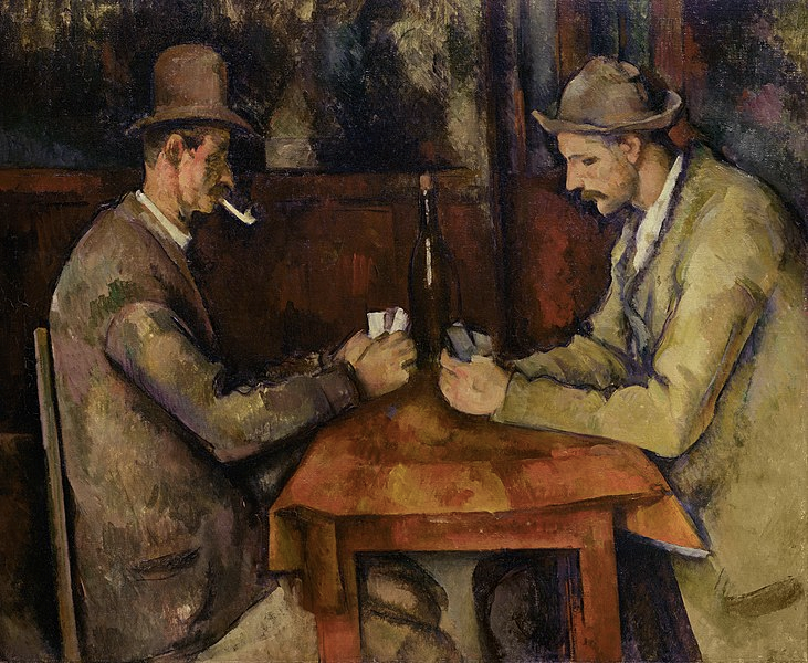 TheSchoolOfLife's tweet photo. So many of life's problems would be softened if we had three or four exceptional friends living within a two minute radius. (Paul Cezanne, The Card Players, 1894-5) https://t.co/cZBl6nTev7