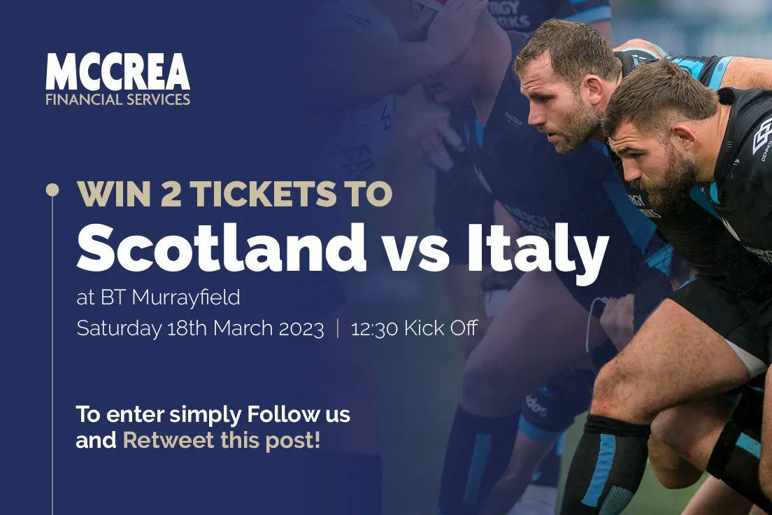 McCrea Financial Services (@mccreafs) on Twitter photo WIN: 2 Tickets to <a href="/Scotlandteam/">Scottish Rugby</a> vs Italy at BT Murrayfield! Simply Follow us and Retweet to enter โ entries close Monday 6th March 12pm. ๐๐ WIN: 2 Tickets to <a href="/Scotlandteam/">Scottish Rugby</a> vs Italy at BT Murrayfield! Simply Follow us and Retweet to enter โ entries close Monday 6th March 12pm. ๐๐