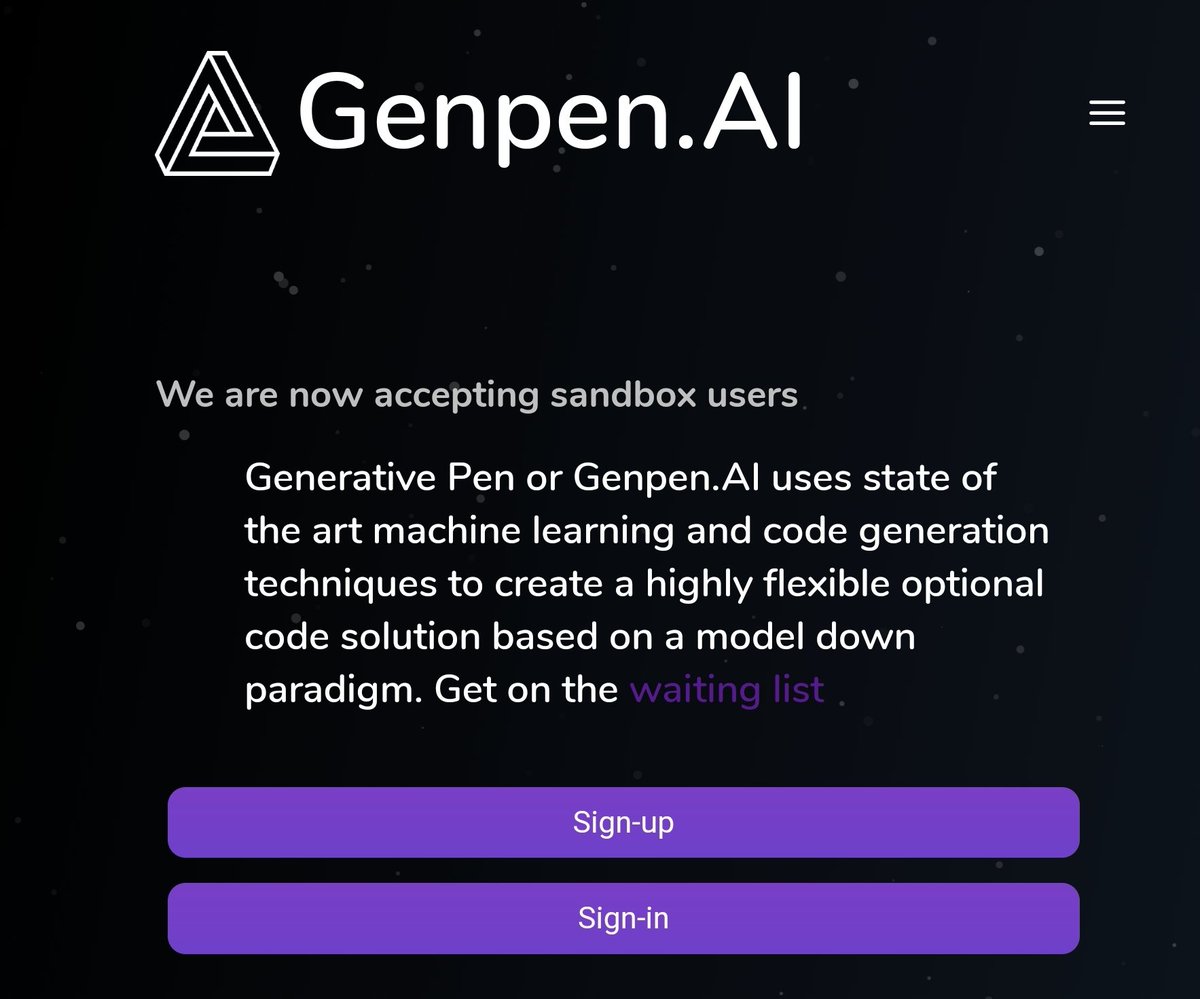 GenPenAI's tweet photo. We are open!
Visit #GenPen #AI and sign up to receive 1000 #free #compute #credits! Set up your profile, and initalize your #sandbox to que up for the #future of #coding. https://t.co/n8fZKXG2Qa