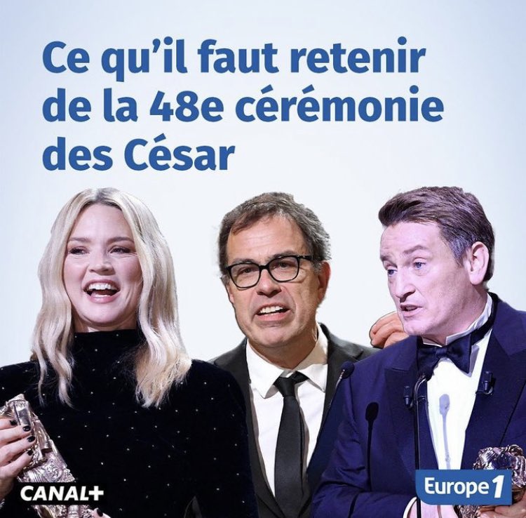 On debriefe la soirée et le Palmarès des #Cesar2023 a 19h20 ce soir toujours sur @Europe1 
#LaNuitDu12 #VirginieEfira #BenoitMagimel #BradPitt