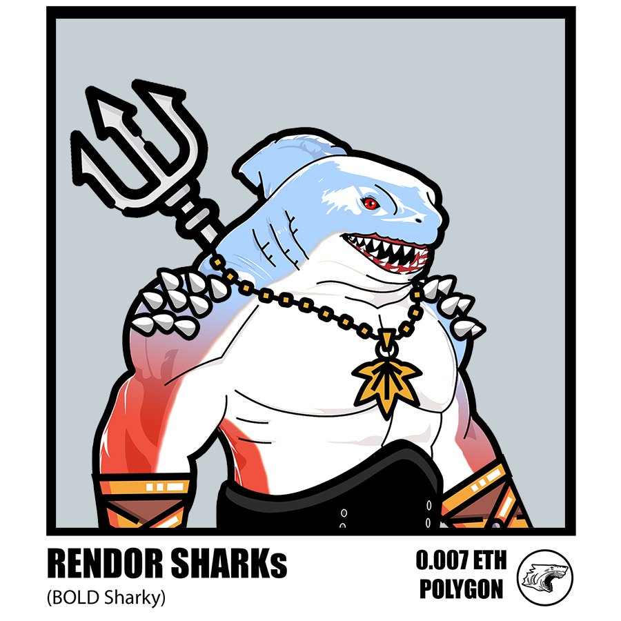 #BOLDsharky are your newest frens ready to take over the #NFT #world. Feed $FISHY => grow into whale rendor shark. #Earn, trade, celebrate and (guaranteed get profit).